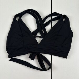 Becca Black Bikini Top Strappy Swim Womens Sz L